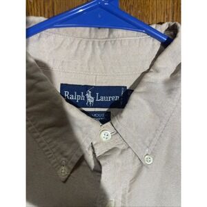 Ralph Lauren Mens Cream Button Down Long Sleeve Shirt Classic Fit 17 1/2